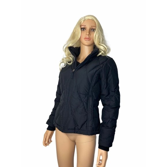 Eddie Bauer Jackets & Blazers - Eddie Bauer Goose Down Quilted Puffer Jacket Black Waist Length Zip Up XS/S